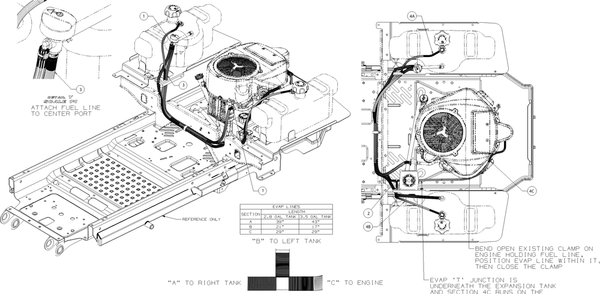 Fuel Hose Diagram and Parts List for Z-FORCELX54KW (17AIDAUC010)(2018) Cub Cadet Lawn Tractor